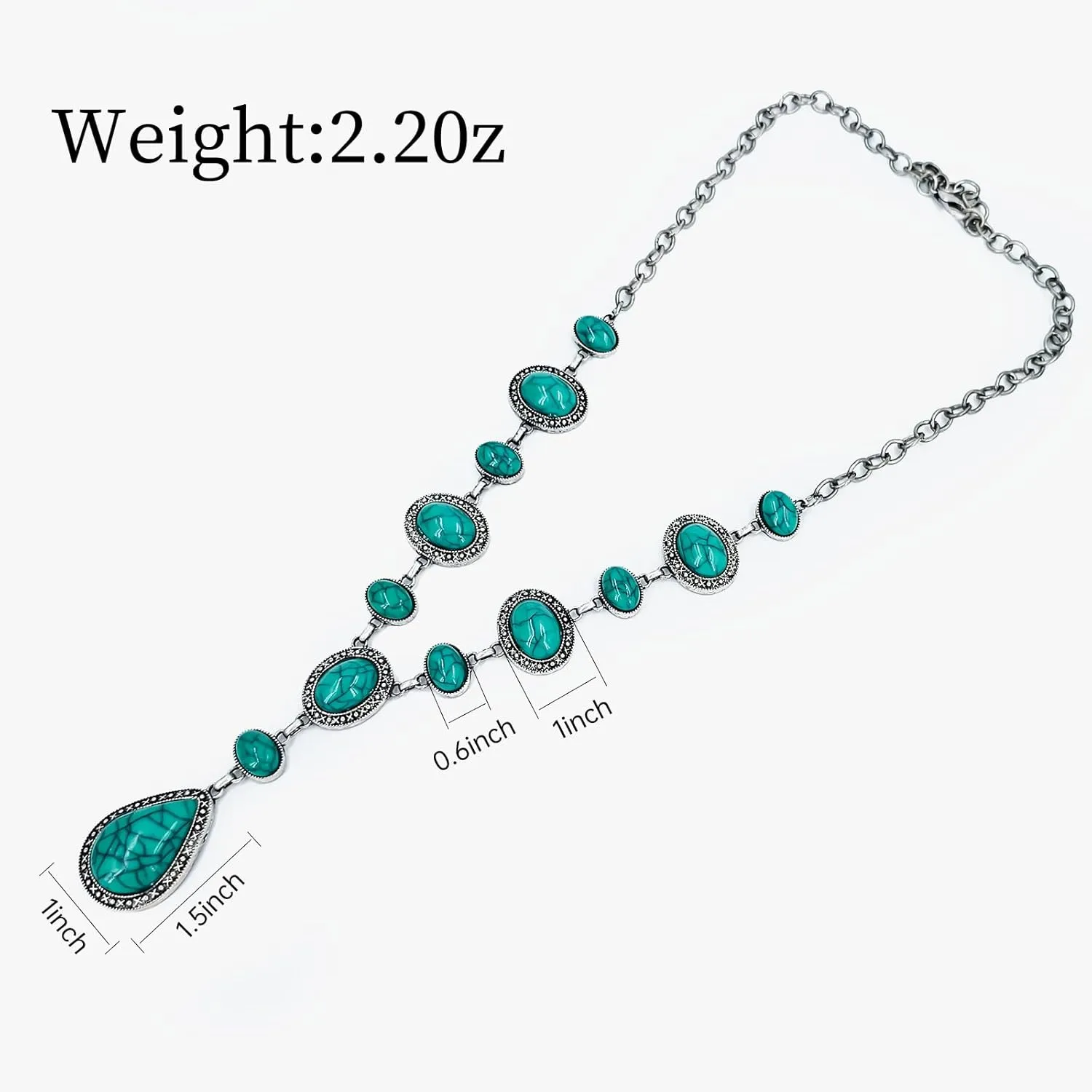 Turquoise Y-shaped Necklace for Women, Western Bohemian Style Jewelry Gift, Western Turquoise Pendant Necklaces Jewelry for Women Trendy