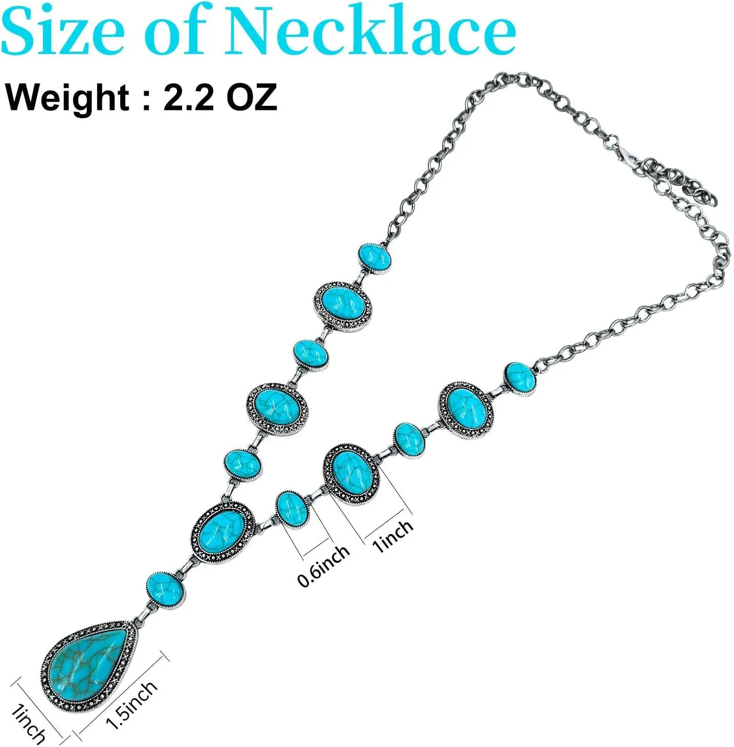 Turquoise Y-shaped Necklace for Women, Western Bohemian Style Jewelry Gift, Western Turquoise Pendant Necklaces Jewelry for Women Trendy