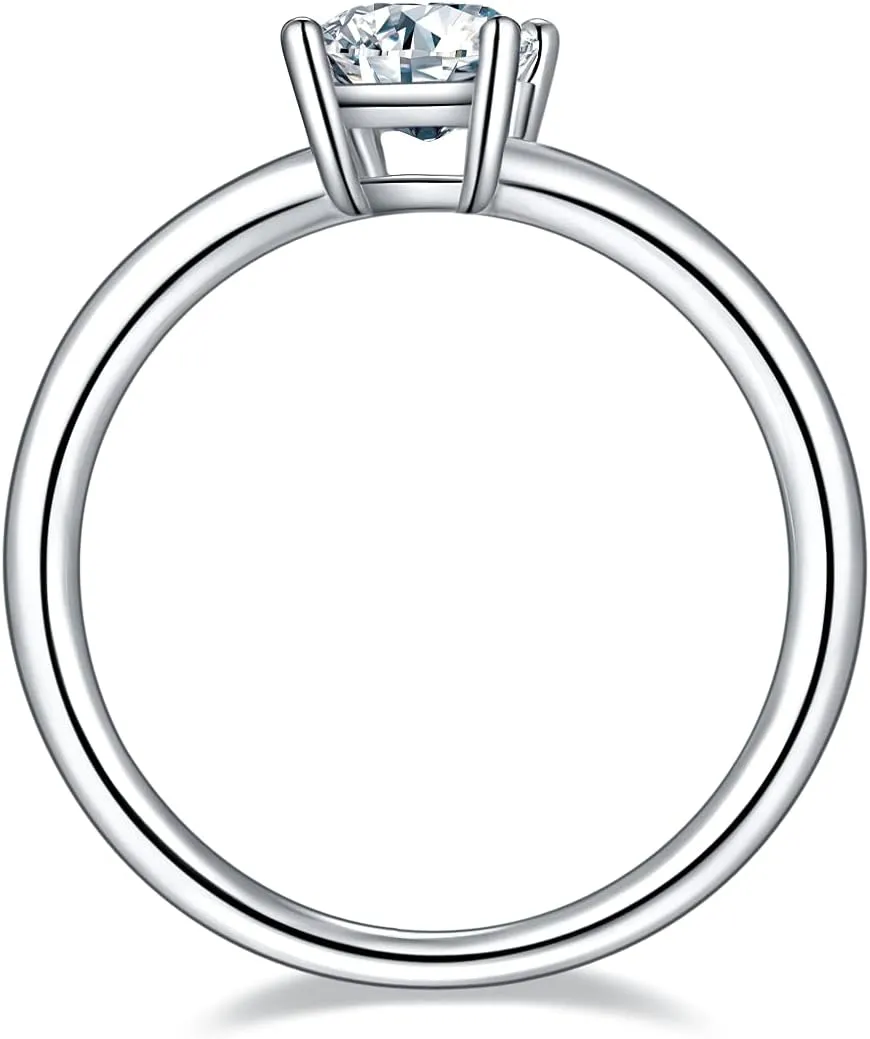 TwoBirch 1 Carat Moissanite Emerald Solitaire in Platinum Plated Sterling Silver (CERTIFIED)
