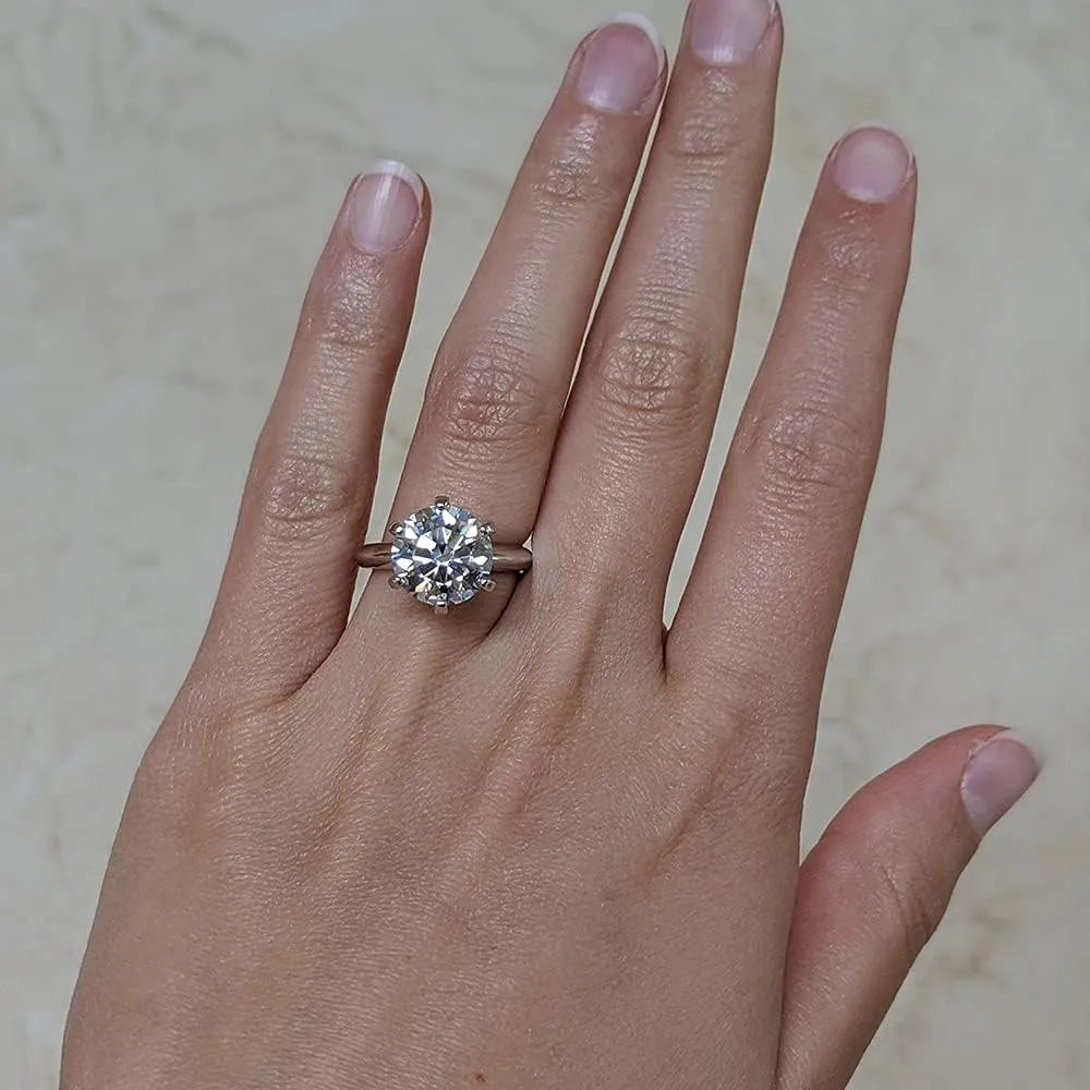 TwoBirch 5 Carat Moissanite Solitaire Engagement Ring in Platinum Plated Silver (Certified, 11 MM)
