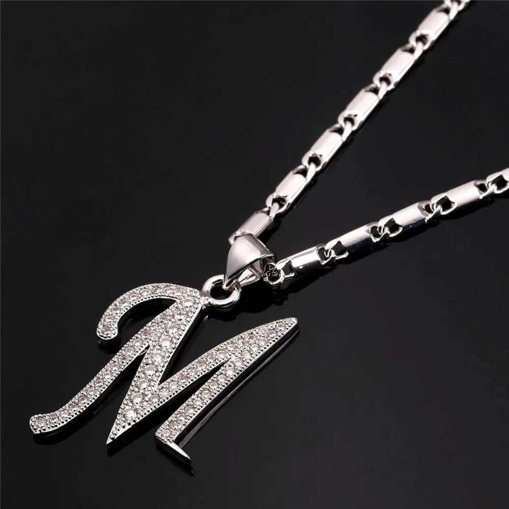 U7 Alphabet Initial Jewelry Women Girls Necklace with Letter A to Z Stainless Steel / 18K Gold Plated CZ Crystal or Statement Sideways Initials Choker Pendant Necklace, Gift Box Packed