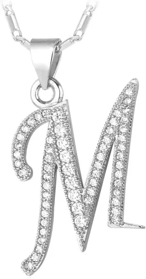 U7 Alphabet Initial Jewelry Women Girls Necklace with Letter A to Z Stainless Steel / 18K Gold Plated CZ Crystal or Statement Sideways Initials Choker Pendant Necklace, Gift Box Packed