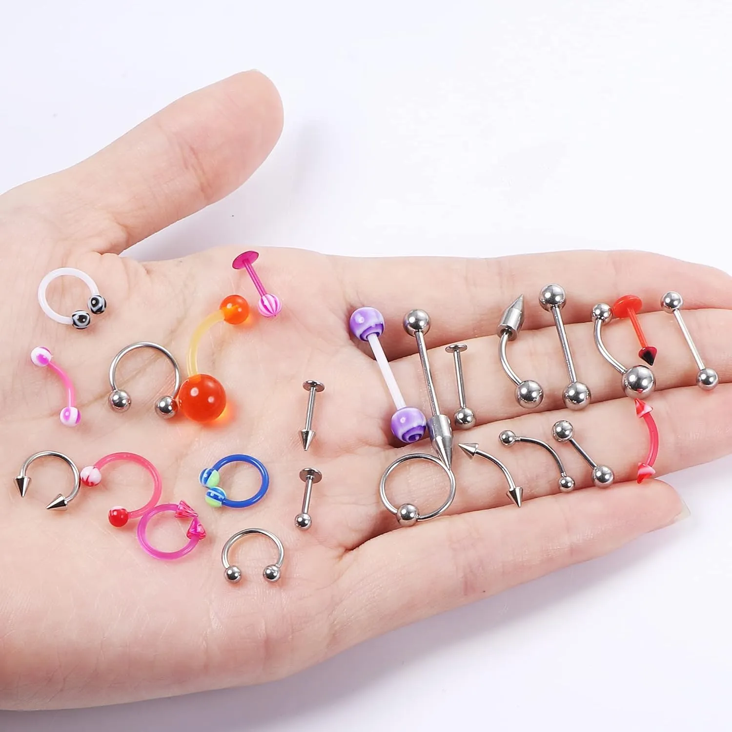 Ubjuliwa 142pcs - 185pcs Body Piercing Jewelry for all piercings, Tongue Nipple Rings Eyebrow Lip Belly Button Barbell Nose Piercing Tragus Navel body jewelry for women piercings 14g-18g