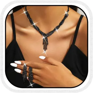 Unicra Gold Bride Necklace Earrings Set Bridal Wedding Jewelry Sets Rhinestone Prom Costume Choker Necklaces for Women