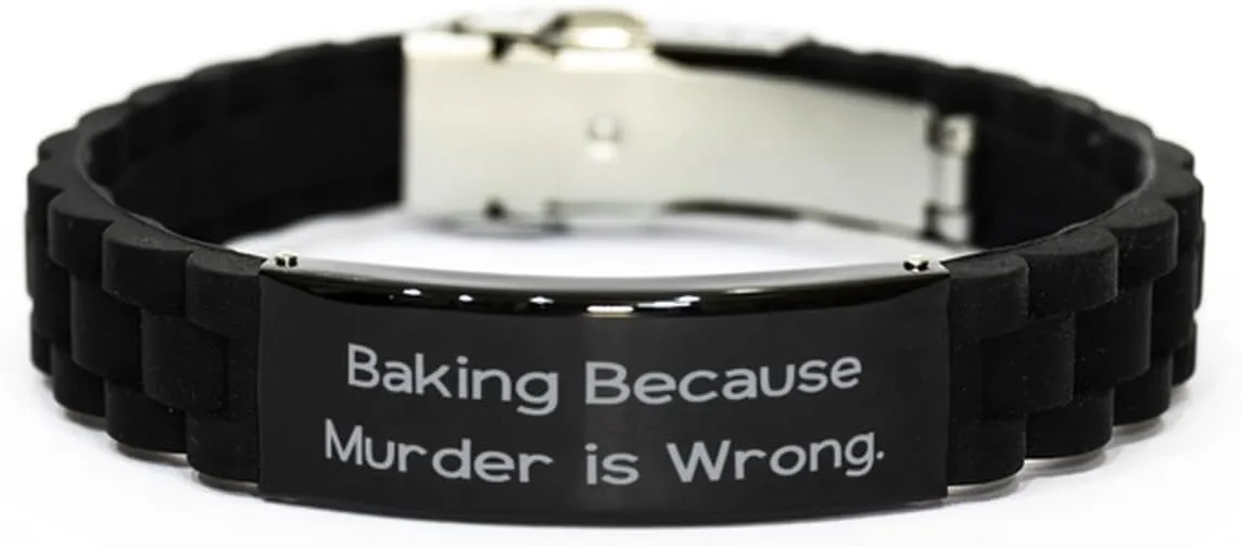 Unique Idea Baking Gifts, Baking, Inspire Birthday Black Glidelock Clasp Bracelet For Friends, Engraved Bracelet From Friends, Friendship, Black jewelry, Bracelet gift