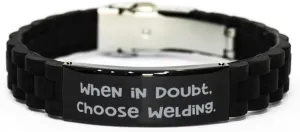 Useful Welding Black Glidelock Clasp Bracelet, When in Doubt, Choose, Nice Gifts for Friends from Friends, Birthday Unique Gifts, Friendship, Black jewelry, Bracelet gift
