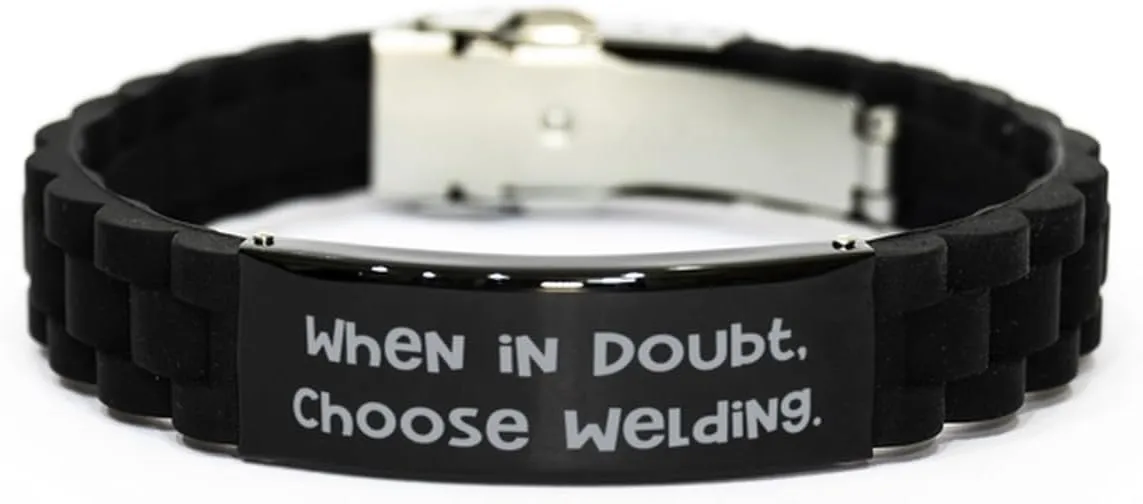 Useful Welding Black Glidelock Clasp Bracelet, When in Doubt, Choose, Nice Gifts for Friends from Friends, Birthday Unique Gifts, Friendship, Black jewelry, Bracelet gift