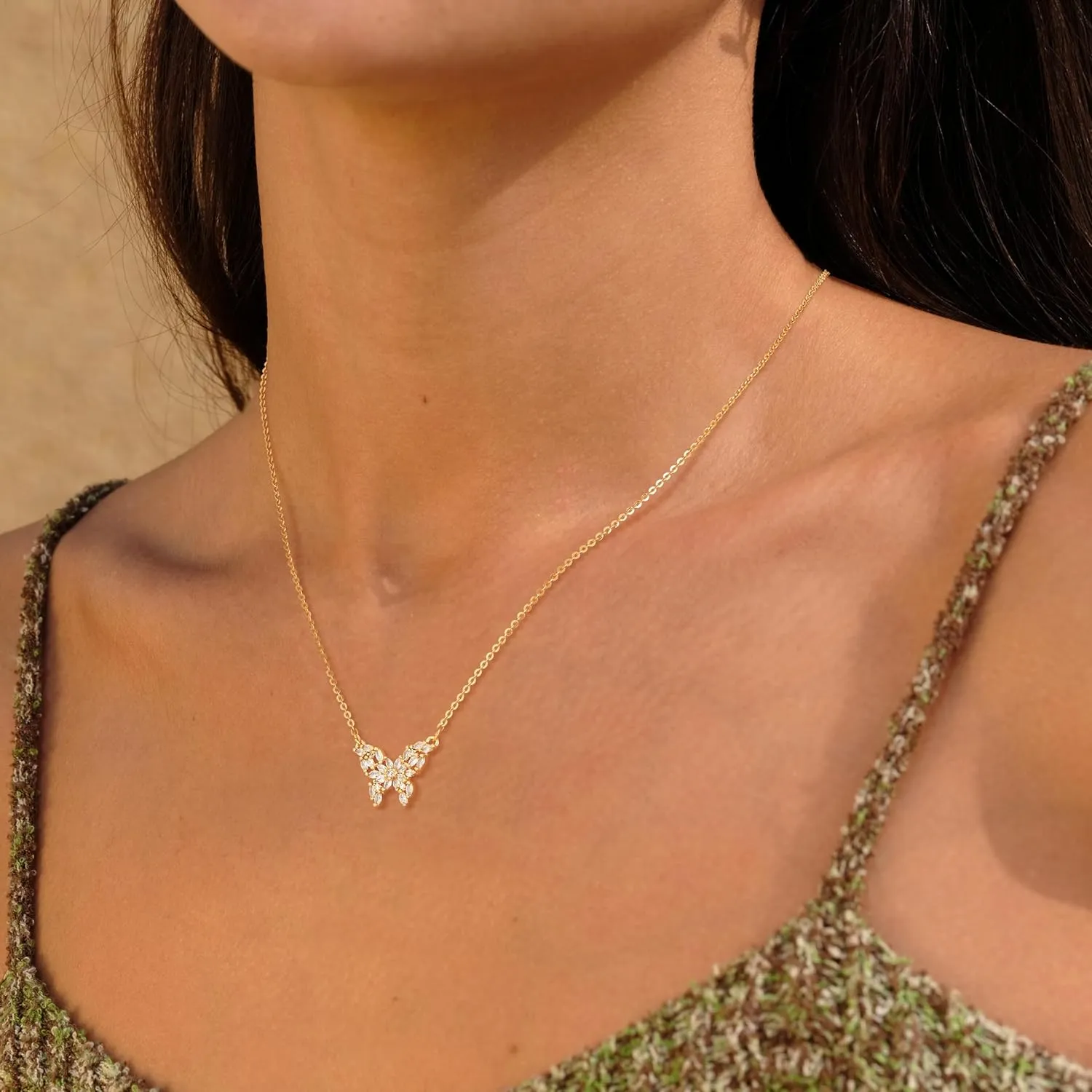 VACRONA Gold Pendant Necklace for Women 14K Gold Plated Cubic Zirconia Cross Necklace Handmade Trendy Gold Jewelry Gifts
