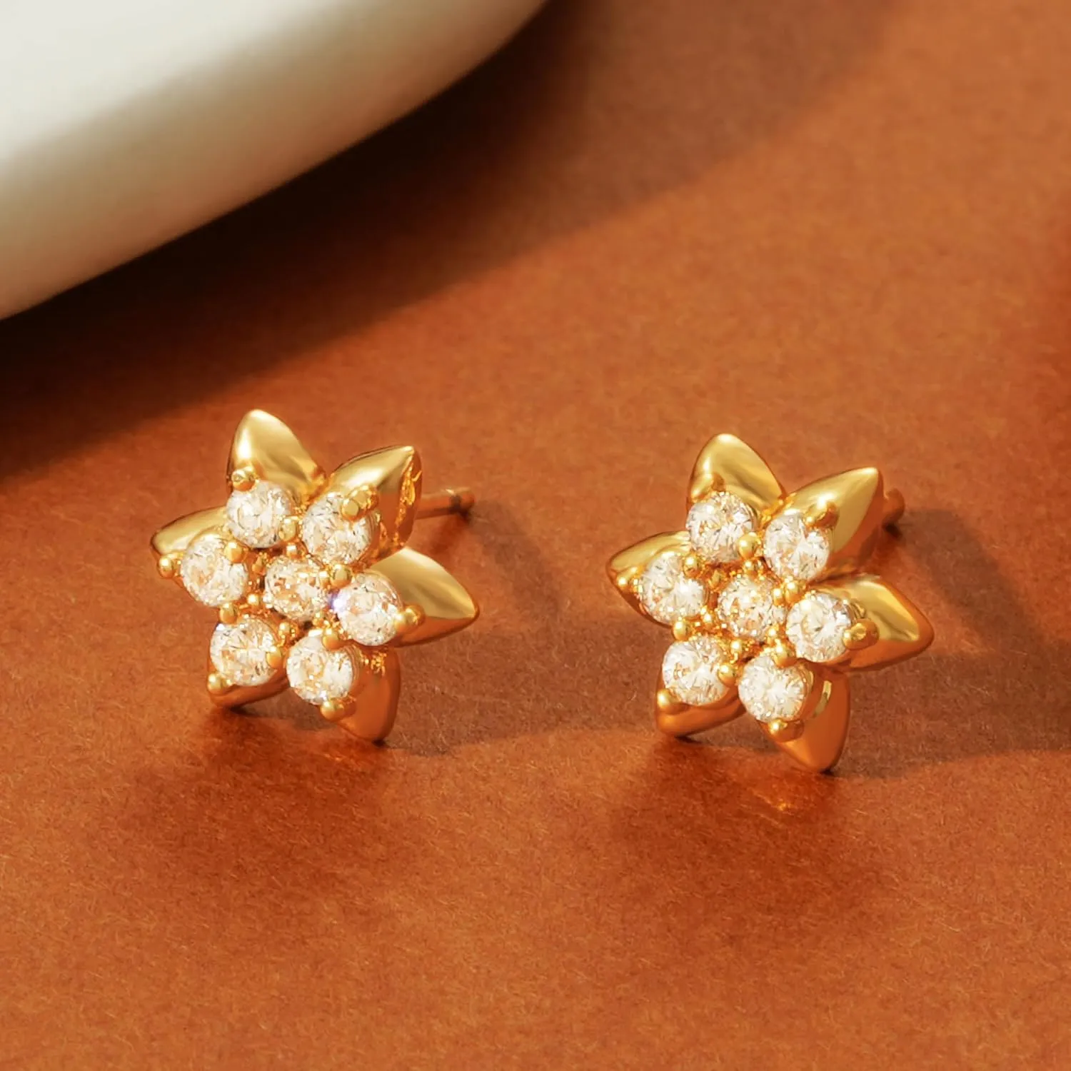 VALLOEY ROVER Stud Earrings for Women 14K Gold Plated Chain Moon Snake Butterfly Cross Ear Studs Cartilage Ear Jacket Minimalist Earrings Everyday Jewelry Gift for Women