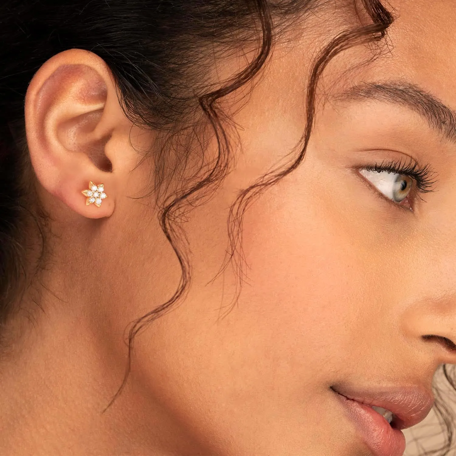 VALLOEY ROVER Stud Earrings for Women 14K Gold Plated Chain Moon Snake Butterfly Cross Ear Studs Cartilage Ear Jacket Minimalist Earrings Everyday Jewelry Gift for Women