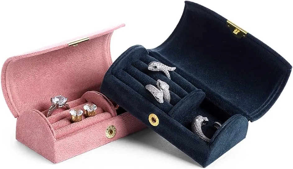Velvet Travel Jewelry Box Small Jewelry Organizer Holder Mini Jewelry Storage Boxes Portable Display Jewelry Storage Case for Rings Earrings Necklace Bracelet Gifts for Women Girls (Blue)