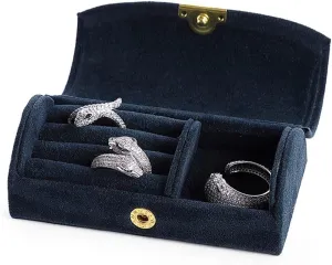 Velvet Travel Jewelry Box Small Jewelry Organizer Holder Mini Jewelry Storage Boxes Portable Display Jewelry Storage Case for Rings Earrings Necklace Bracelet Gifts for Women Girls (Blue)