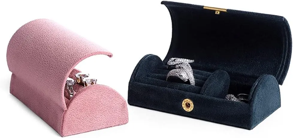 Velvet Travel Jewelry Box Small Jewelry Organizer Holder Mini Jewelry Storage Boxes Portable Display Jewelry Storage Case for Rings Earrings Necklace Bracelet Gifts for Women Girls (Blue)