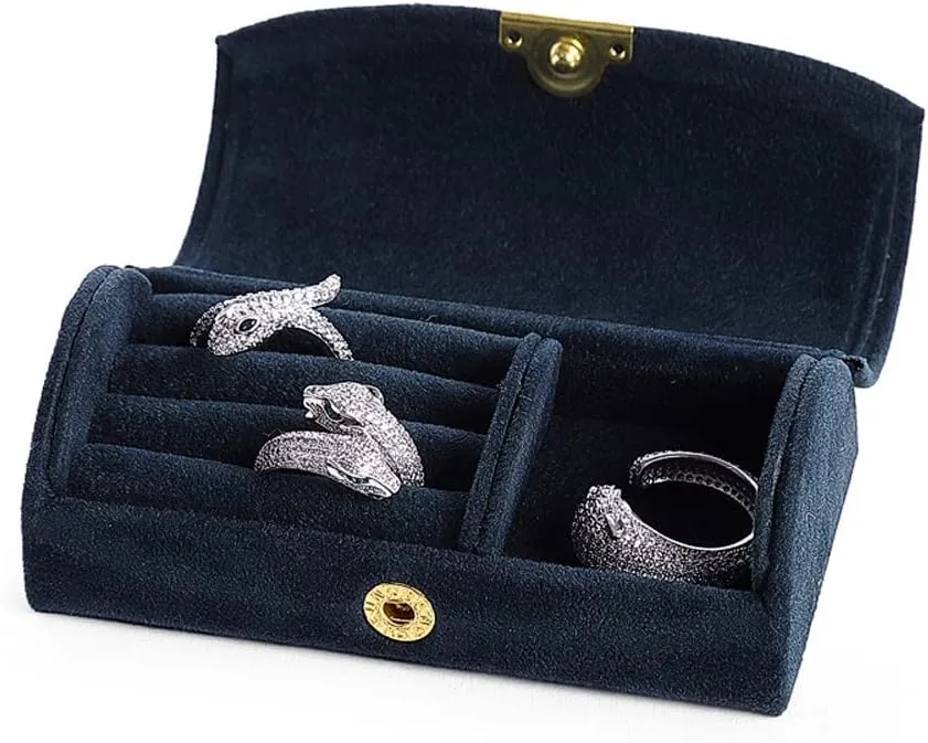 Velvet Travel Jewelry Box Small Jewelry Organizer Holder Mini Jewelry Storage Boxes Portable Display Jewelry Storage Case for Rings Earrings Necklace Bracelet Gifts for Women Girls (Blue)