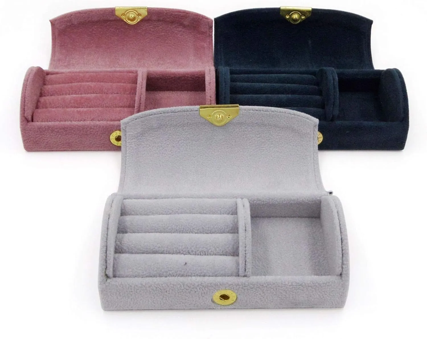 Velvet Travel Jewelry Box Small Jewelry Organizer Holder Mini Jewelry Storage Boxes Portable Display Jewelry Storage Case for Rings Earrings Necklace Bracelet Gifts for Women Girls (Gray)
