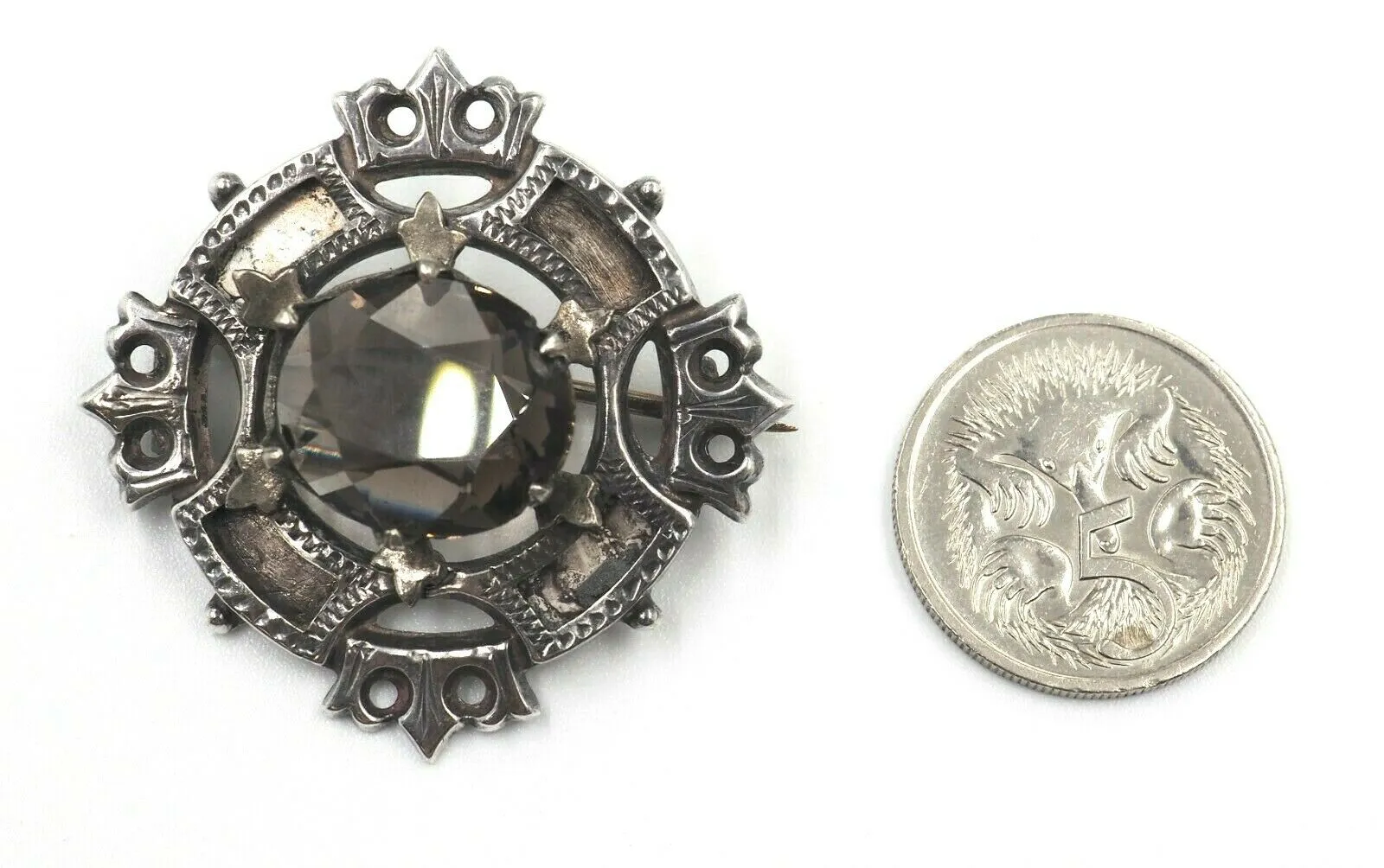 Vintage Amethyst & Sterling Silver Brooch/Pin