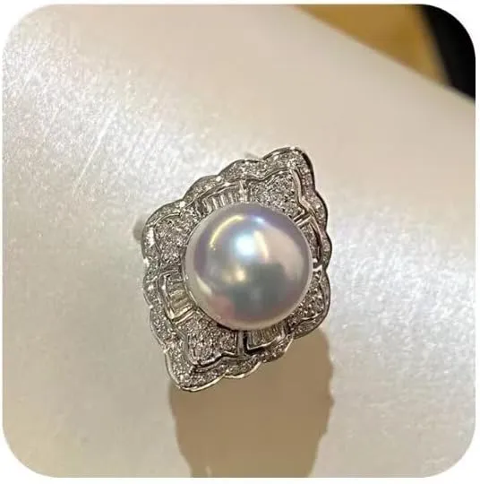 Vintage Pearl Zircon Stacking Statement Finger Ring for Women Her,Boho Baroque Pearl Irregular Line Adjustable Open Pearl Ring Bridesmaid Wedding Bride Handmade Jewelry Gifts for Women Everyday Wear