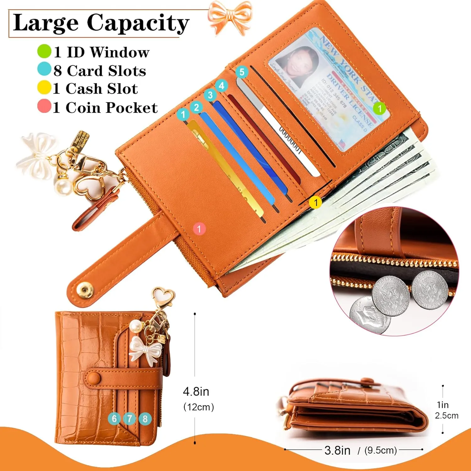 Wallet Keychain Wristlet for Women Card Holder with Bracelet and Cute Key Chains Accessories Girl Small Wallets