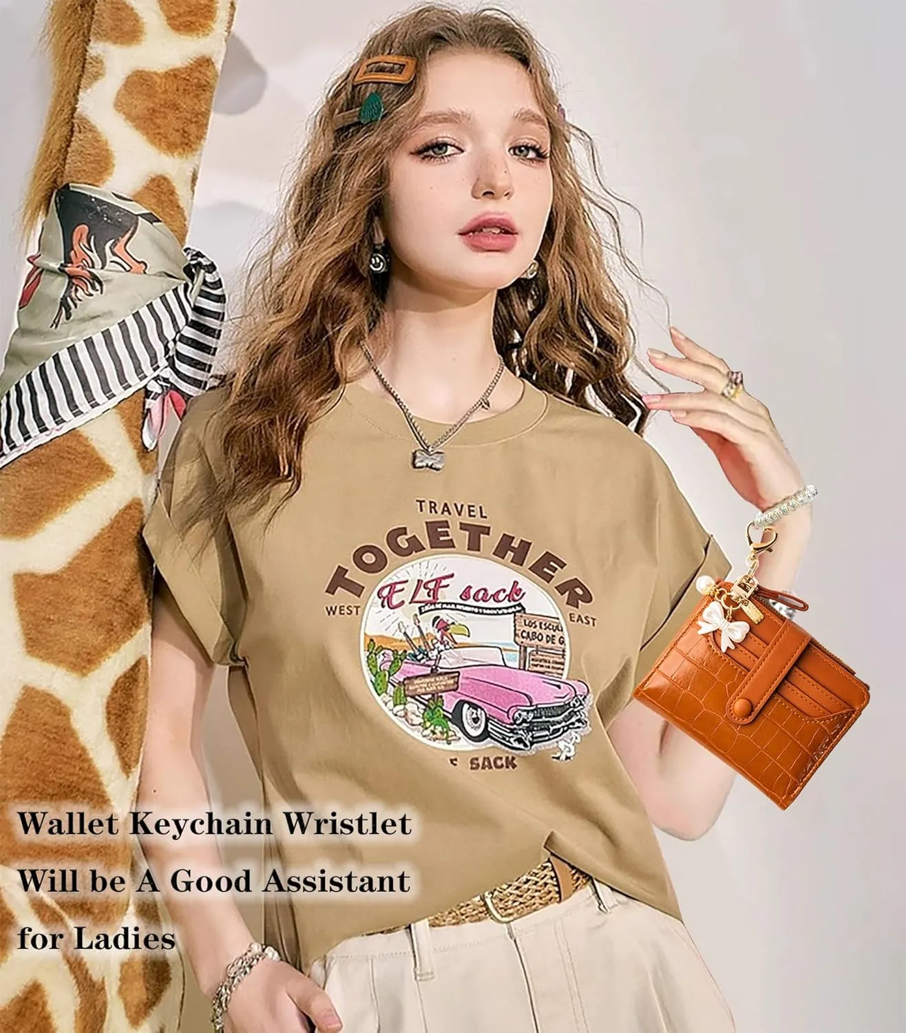 Wallet Keychain Wristlet for Women Card Holder with Bracelet and Cute Key Chains Accessories Girl Small Wallets