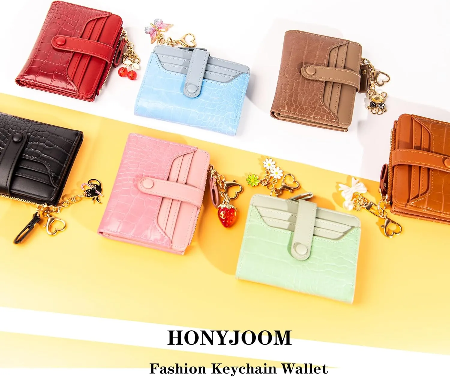 Wallet Keychain Wristlet for Women Card Holder with Bracelet and Cute Key Chains Accessories Girl Small Wallets