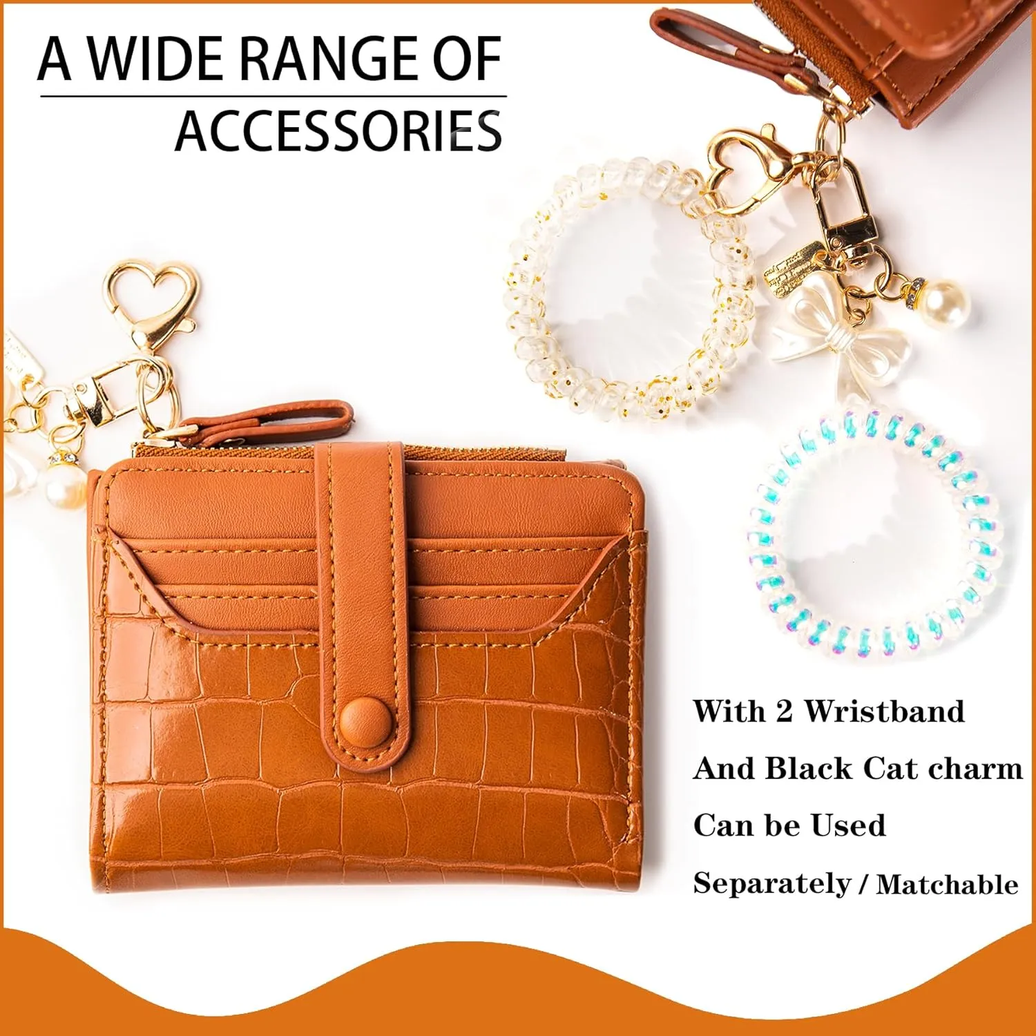 Wallet Keychain Wristlet for Women Card Holder with Bracelet and Cute Key Chains Accessories Girl Small Wallets