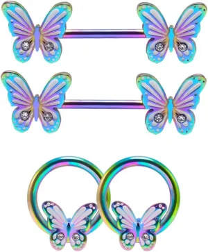 WASOLIE 2 Pairs Colorful Nipple Rings Piercing 14G Stainless Steel Nipple Rings Piercing Jewelry for Women Men 16mm Bar.