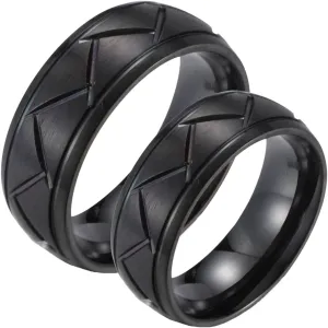 Wedding Ring Sets for Him and Her, Stainless Steel Black Brushed Ring 8mm, Customize