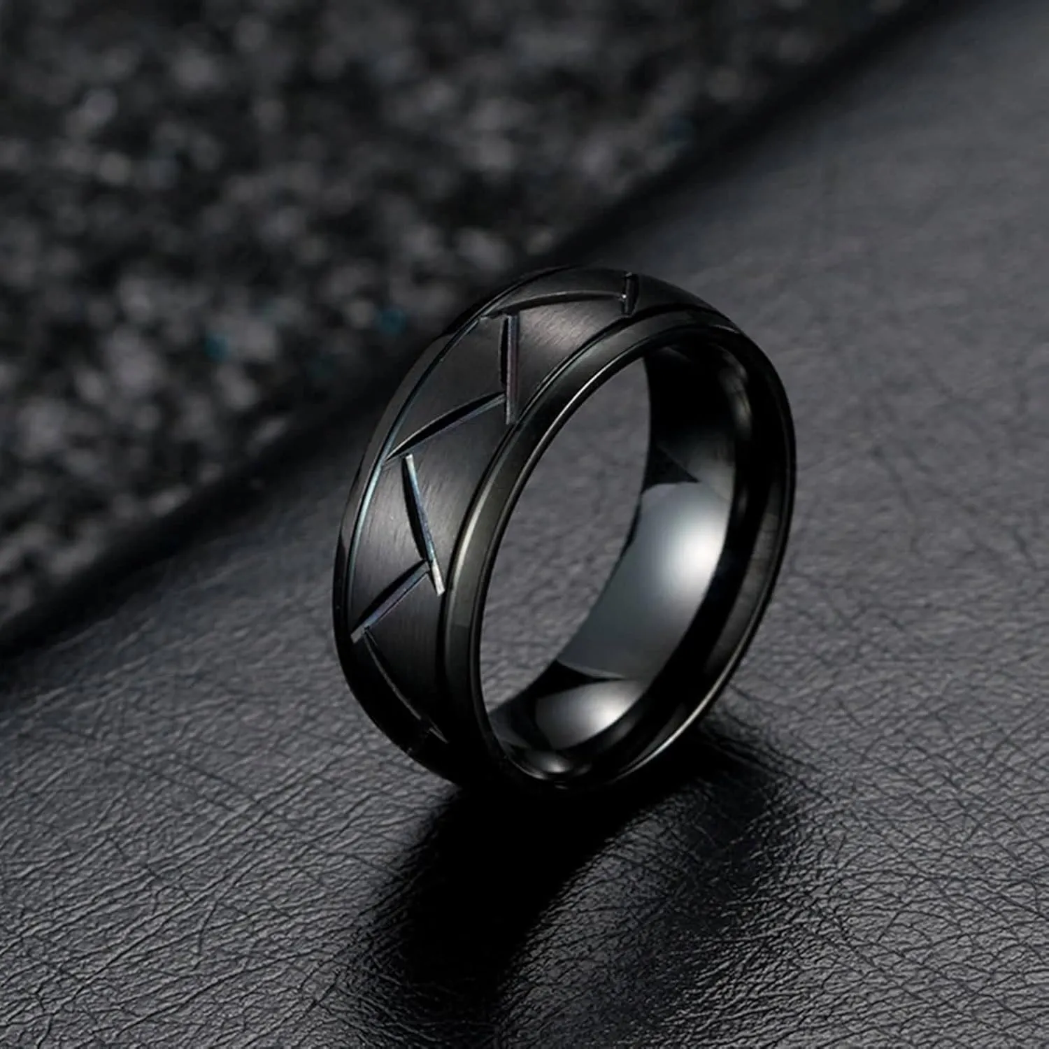 Wedding Ring Sets for Him and Her, Stainless Steel Black Brushed Ring 8mm, Customize