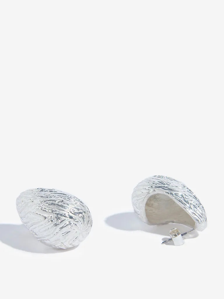 Westside Accessories Silver Textured Stud Earrings