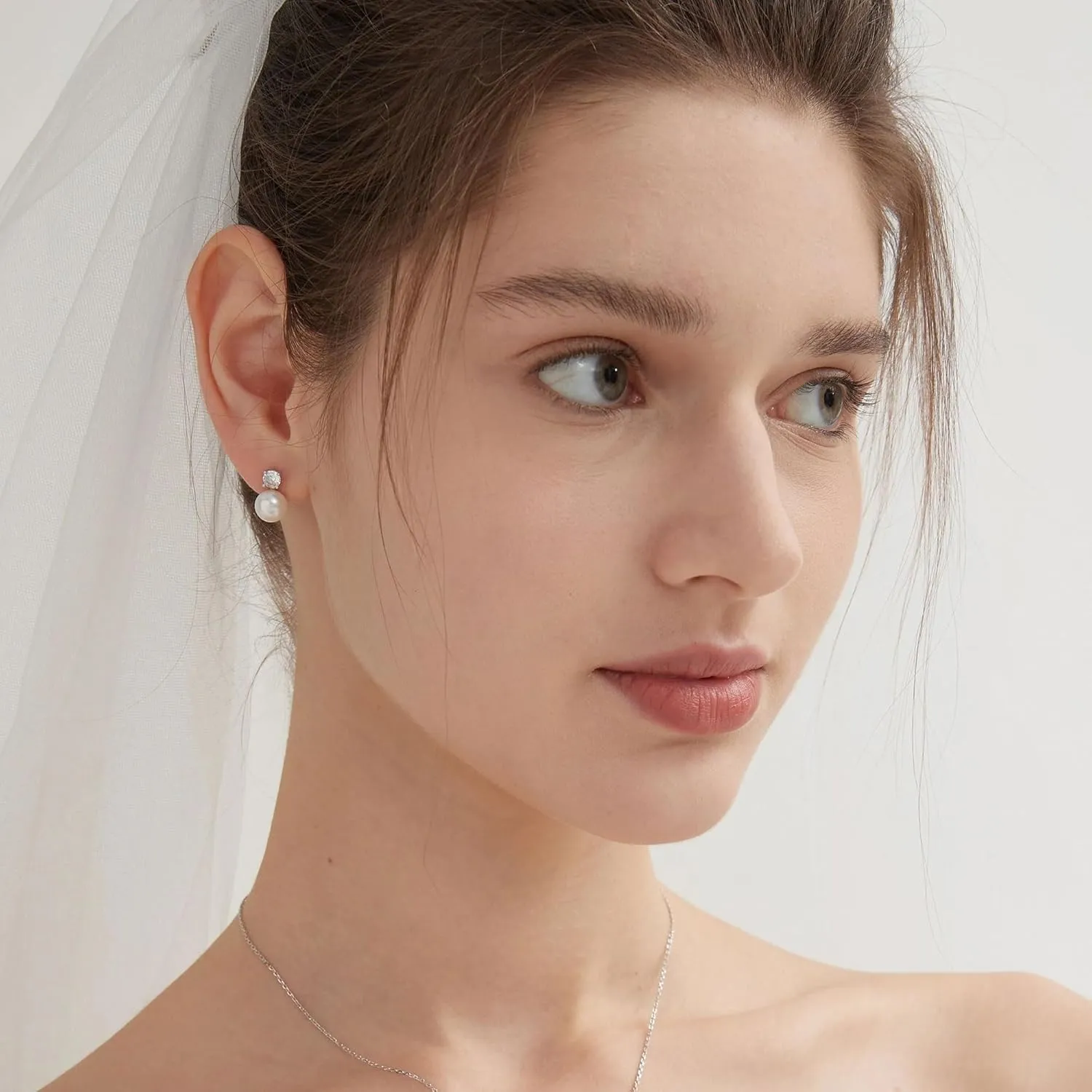 WFYOU Pearl Earrings for Women 925 Sterling Silver Earring 14K Gold Plated Pearls Stud Earrings for Women Trendy White 5 6 7 8 9 10MM Pearl CZ Diamond Hypoallergenic Earring Jewelry Gift