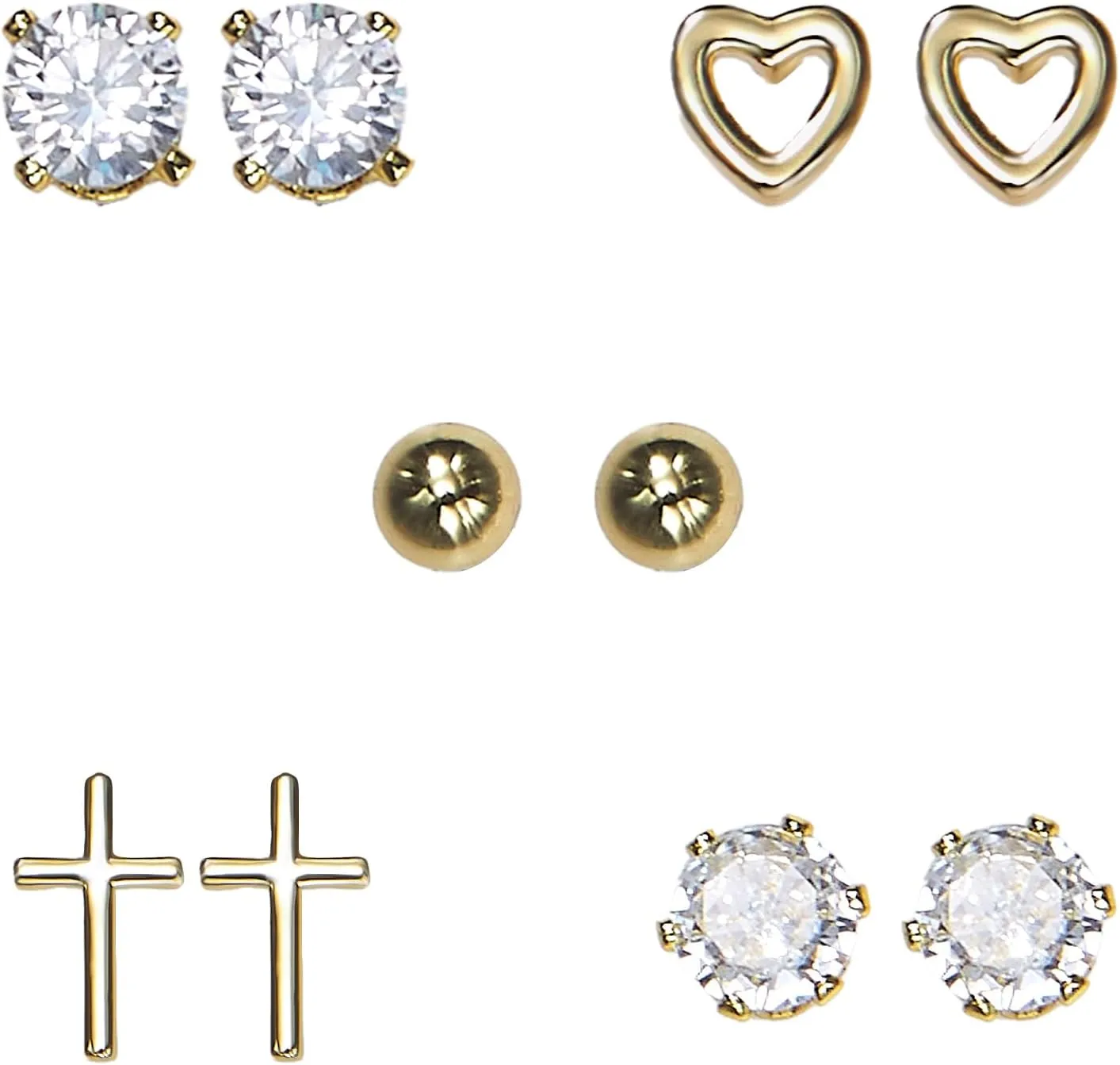 Women Earring Studs 5 Pairs