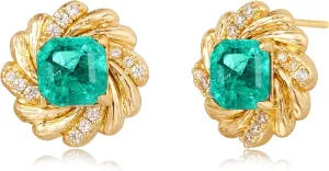Women Simulated Emerald Stud Earrings 14k Gold Plated Snake Butterfly Studs Cubic Zirconia Small Hypoallergenic Animal Jewelry Gifts