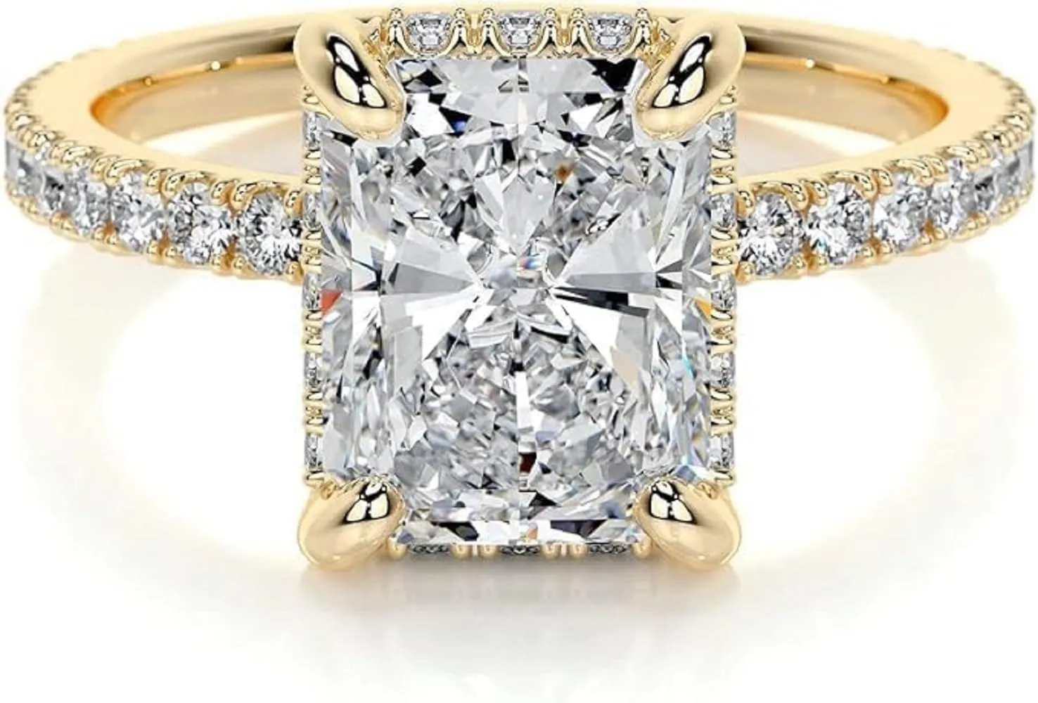 Women's Engagement Ring 3 CT Radiant Cut Moissanite Wedding Ring Vintage Solitaire Yellow Gold Ring Memorable Gift For Wife/Mother