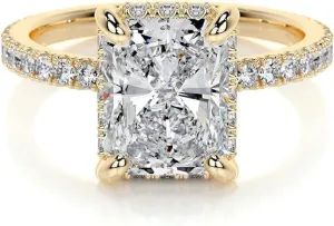 Women's Engagement Ring 3 CT Radiant Cut Moissanite Wedding Ring Vintage Solitaire Yellow Gold Ring Memorable Gift For Wife/Mother