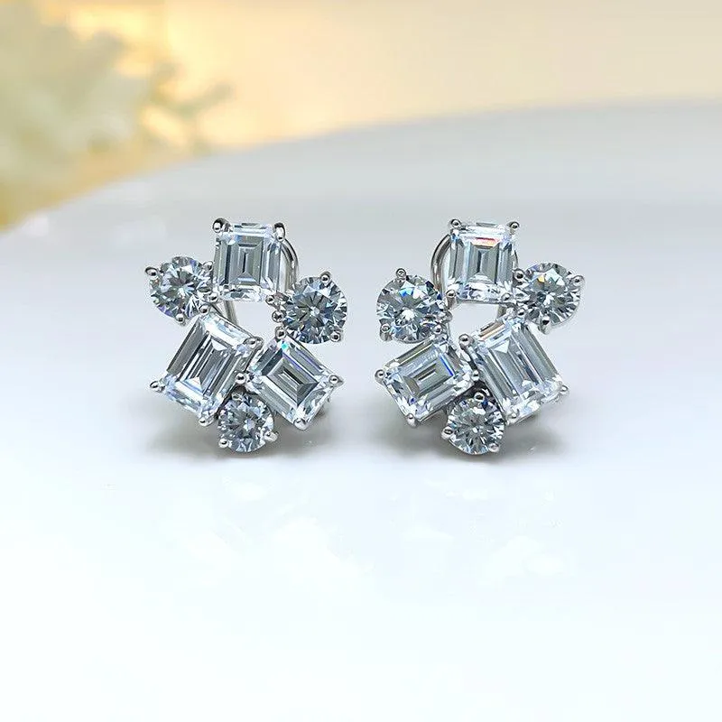 Women's High Carbon Diamond Emerald Earrings 925 Sterling Silver