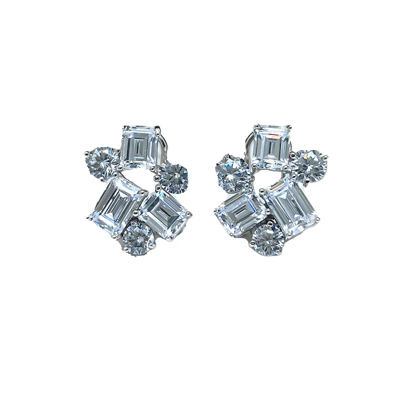 Women's High Carbon Diamond Emerald Earrings 925 Sterling Silver