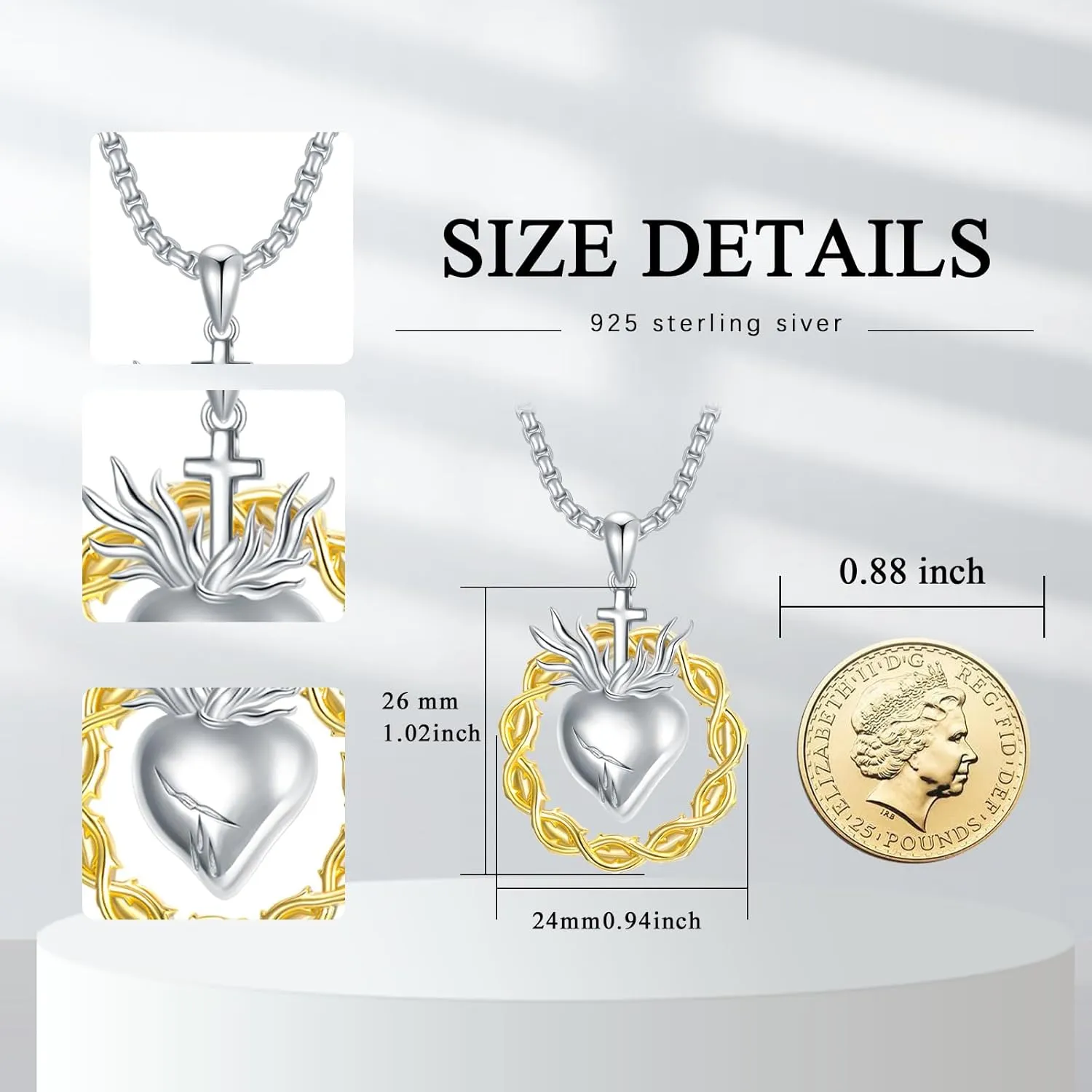 Women's Mother's Day S925 Sterling Silver Heart Pendant Necklace
