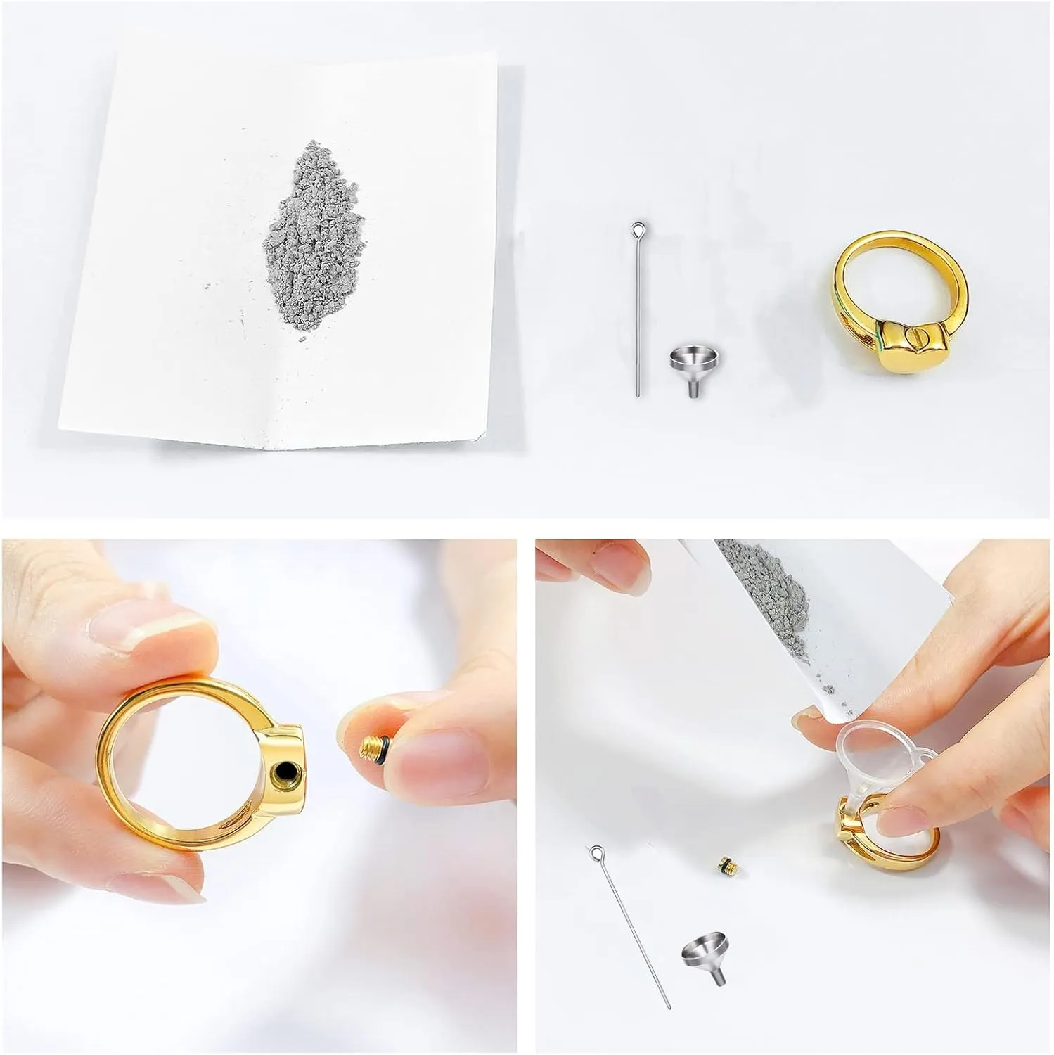 Womens Ring For Ashes, Heart Shape Urn Ring for Ashes Cremation Memorial Jewelry Stainless Steel Rings For Women