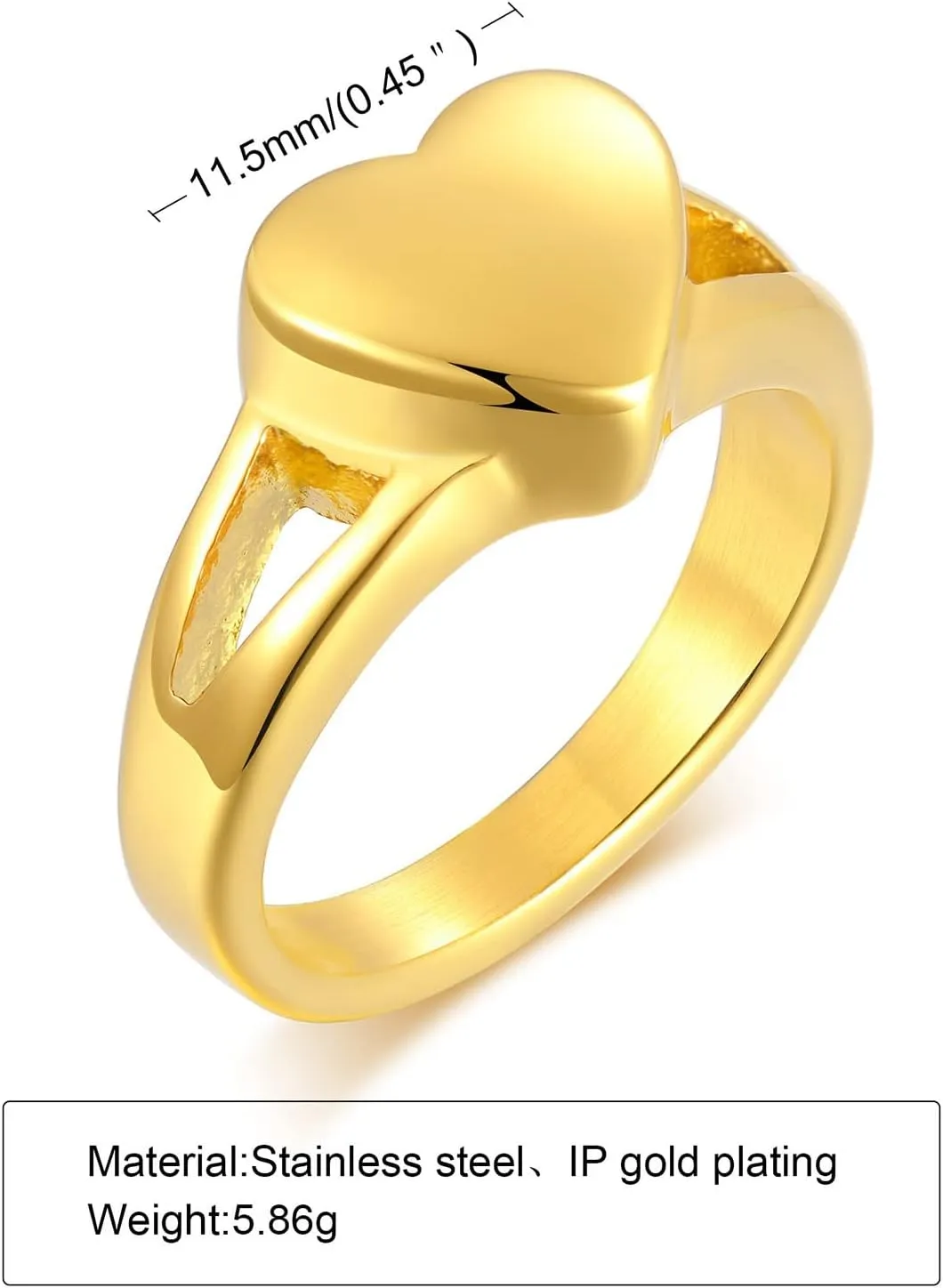 Womens Ring For Ashes, Heart Shape Urn Ring for Ashes Cremation Memorial Jewelry Stainless Steel Rings For Women
