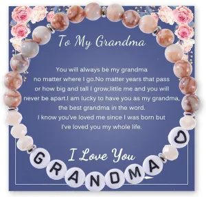 Xiyantiji Mothers Day Gifts for Mom from Daughter Son, Mommy Grandma Natural Stone Bracelet for Women Birthday Christmas Gifts for Stepmom Mother In Law