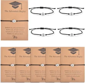 YELUWA 10 Pcs Graduation Gifts for Her/Him, 2025 University Master Doctor High School Graduation Bracelets Adjustable Give You Direction Compass Bracelet for Classmates College Friend Son Daughter