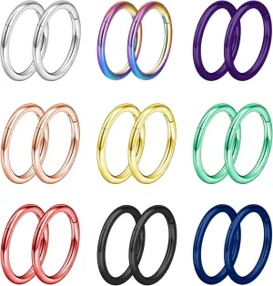 YOFANST 16G Colorful Nose Hoops Stainless Steel Hinged Segment Rings Cartilage Tragus Helix Septum Jewelry 8mm 10mm
