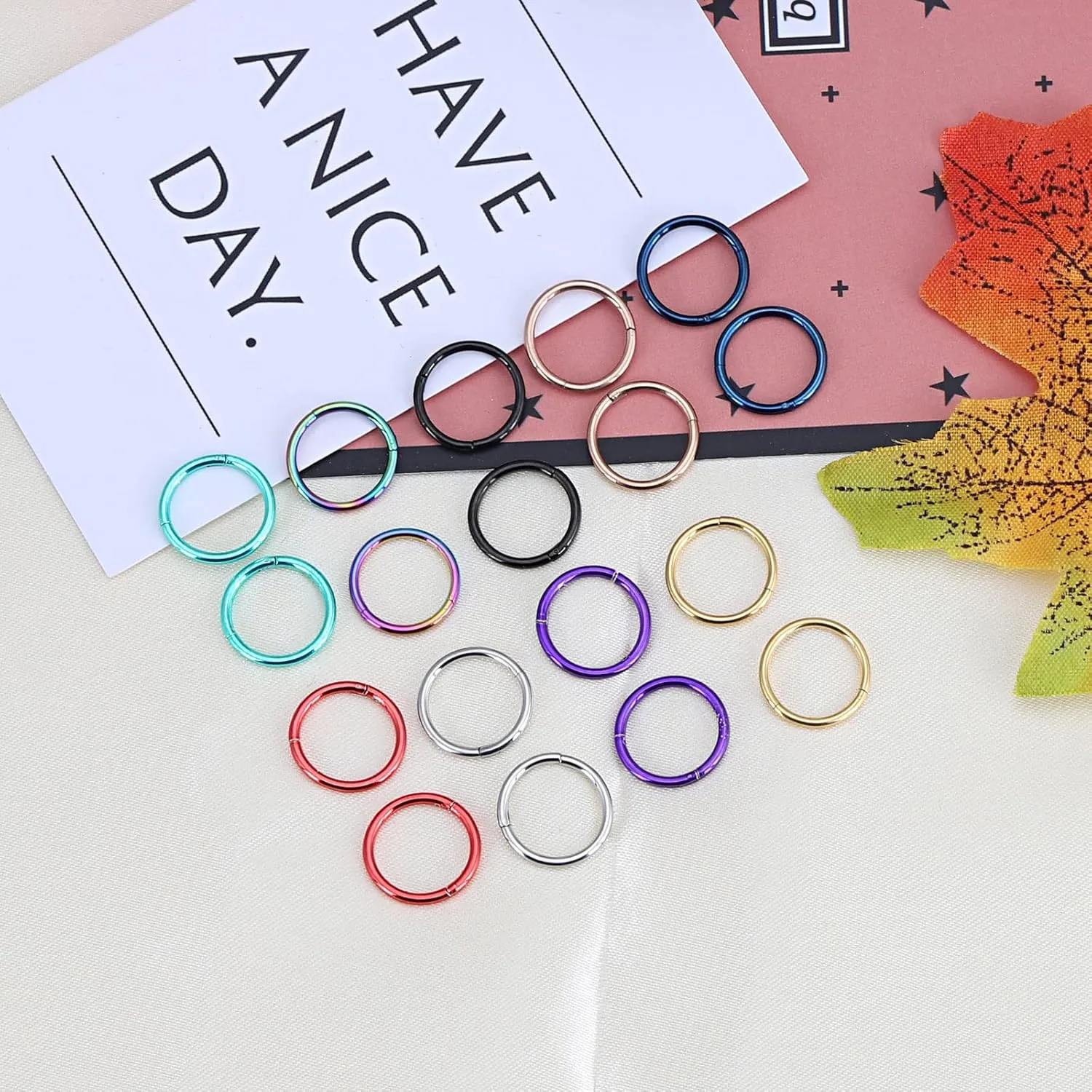 YOFANST 16G Colorful Nose Hoops Stainless Steel Hinged Segment Rings Cartilage Tragus Helix Septum Jewelry 8mm 10mm