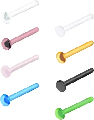 YOFANST 8pcs /16pcs 20G Glass Nose Studs Pin Bone Colorful Septum Set Nose Piercing Jewelry for Women Men