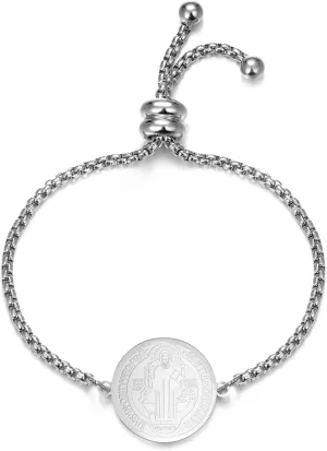 Yonhon St Benedict Medal Necklace Bracelet Stainless Steel Exorcism Catholic Gift for Men