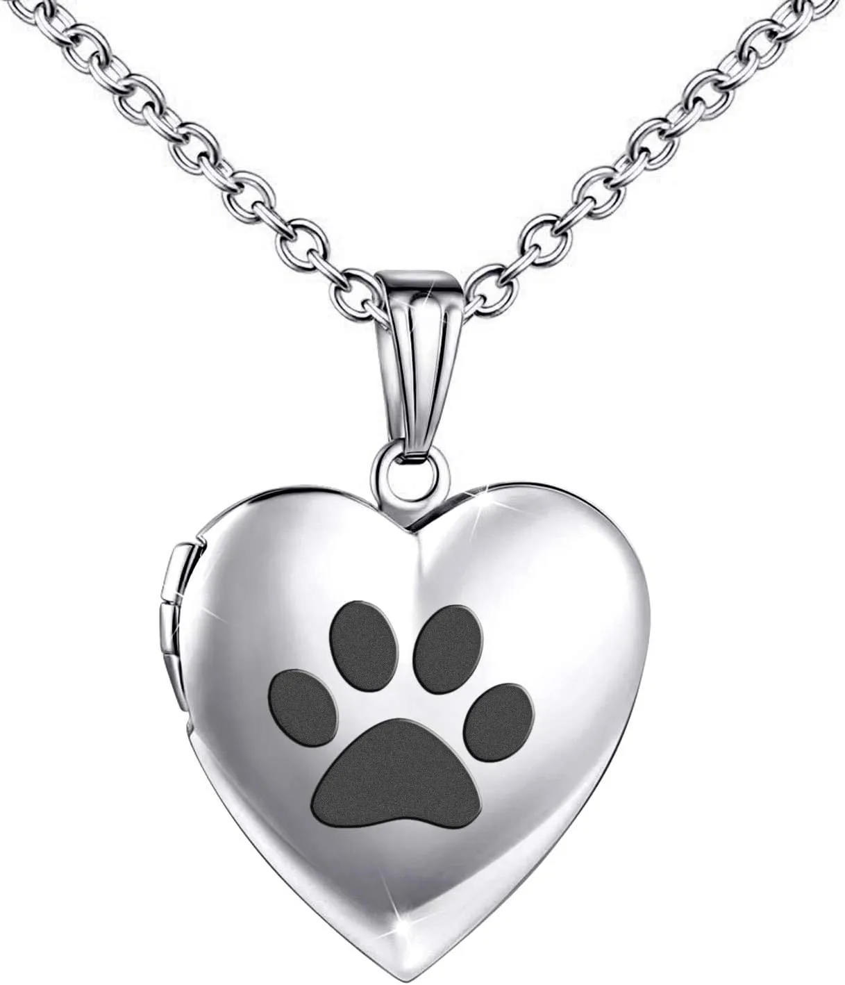 YOUFENG Dog Paw Locket Necklace that Holds Pictures Love Heart Photo Locket Crystals Necklace Pendant Birthday Gifts