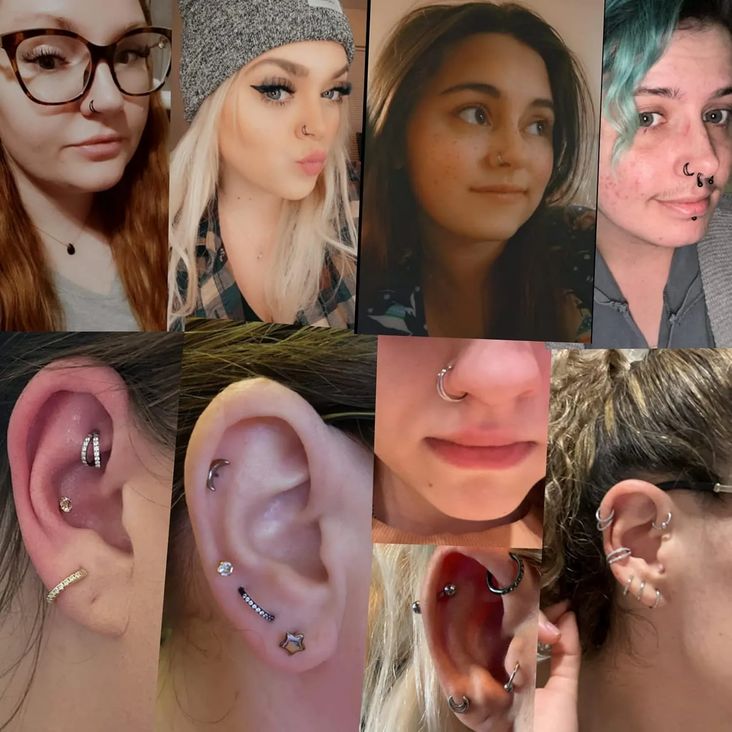 Yrogcu Nose Ring Lip Rings Septum-Clicker:8G 10G 12G14G 16G 18G 20G Dia.6mm 8mm 10mm 12mm 14mm 16mm Hinged Nose Piercing Hoop Ring Sleeper Earring Helix Rook Conch Cartilage Daith Tragus Earrings Nose Piercing Jewelry