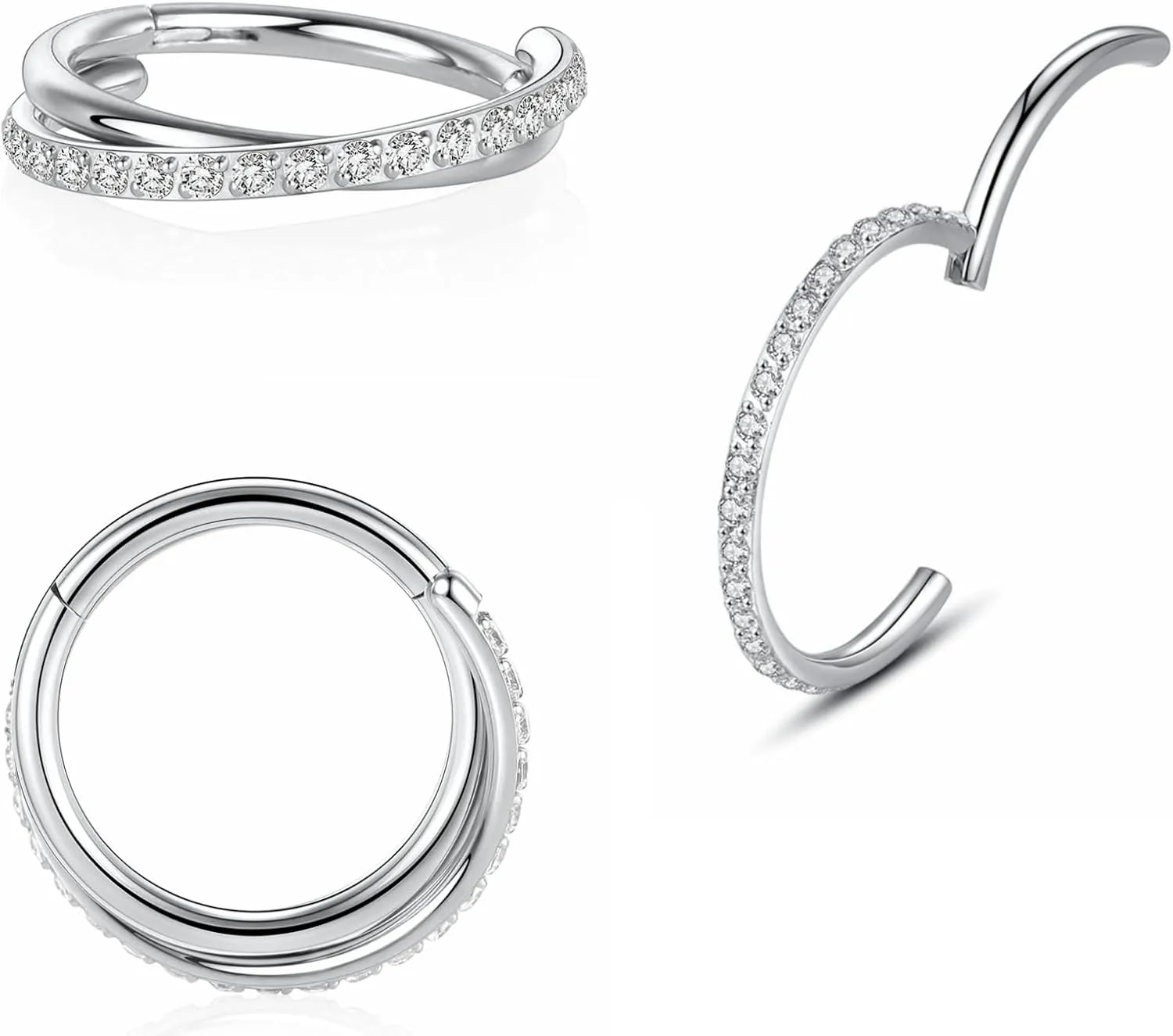 Yrogcu Nose Ring Lip Rings Septum-Clicker:8G 10G 12G14G 16G 18G 20G Dia.6mm 8mm 10mm 12mm 14mm 16mm Hinged Nose Piercing Hoop Ring Sleeper Earring Helix Rook Conch Cartilage Daith Tragus Earrings Nose Piercing Jewelry