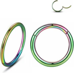 Yrogcu Nose Ring Lip Rings Septum-Clicker:8G 10G 12G14G 16G 18G 20G Dia.6mm 8mm 10mm 12mm 14mm 16mm Hinged Nose Piercing Hoop Ring Sleeper Earring Helix Rook Conch Cartilage Daith Tragus Earrings Nose Piercing Jewelry