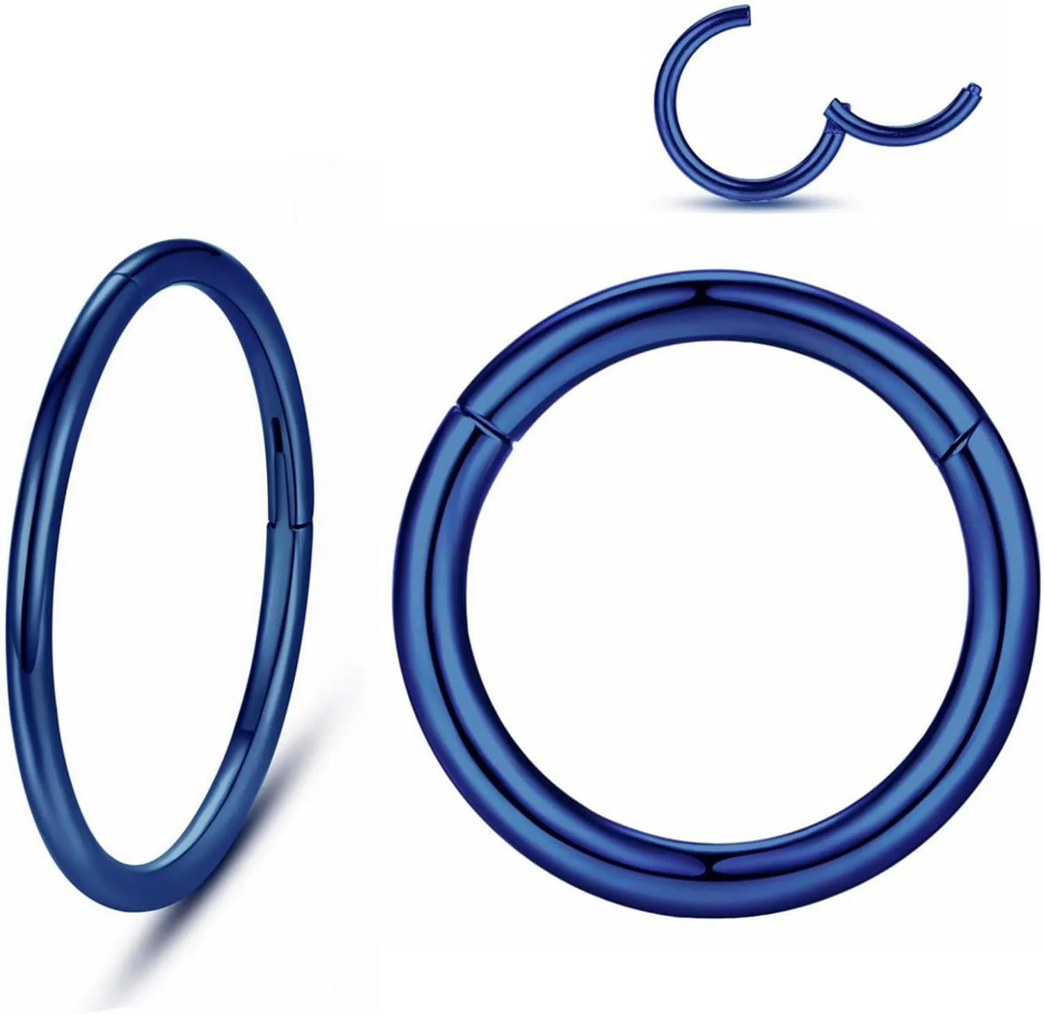 Yrogcu Nose Ring Lip Rings Septum-Clicker:8G 10G 12G14G 16G 18G 20G Dia.6mm 8mm 10mm 12mm 14mm 16mm Hinged Nose Piercing Hoop Ring Sleeper Earring Helix Rook Conch Cartilage Daith Tragus Earrings Nose Piercing Jewelry
